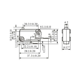 Chave Micro Switch com 2 Terminais 16A/250V - KW11-7-1